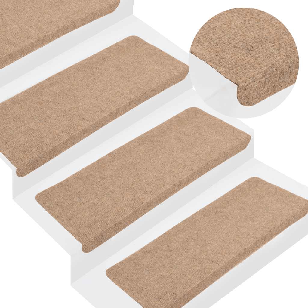 Selvklebende trappematter 15 stk 65x24,5x3,5 cm beige