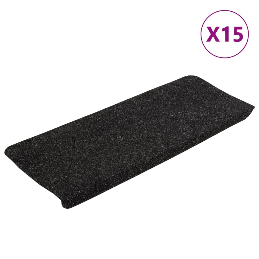 Selvklebende trappematter 15 stk 65x24,5x3,5 cm antrasitt