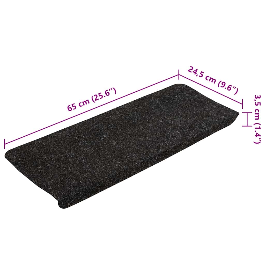Selvklebende trappematter 15 stk 65x24,5x3,5 cm antrasitt