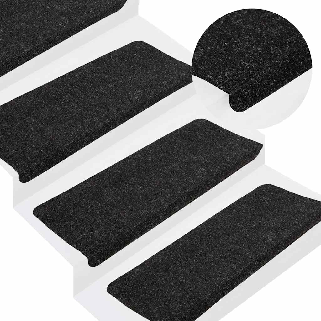 Selvklebende trappematter 15 stk 65x24,5x3,5 cm antrasitt