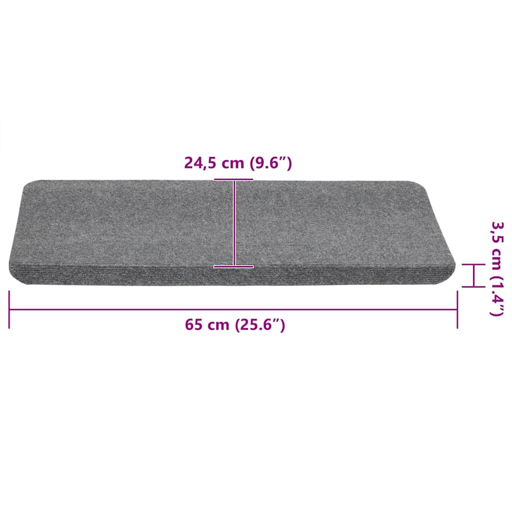 Selvklebende trappematter 15 stk 65x24,5x3,5 cm grå