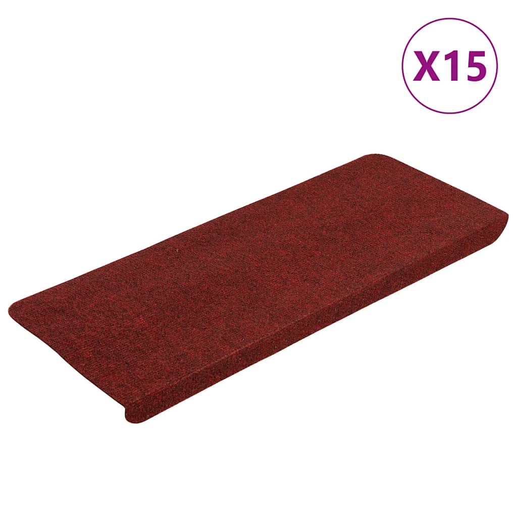 Selvklebende trappematter 15 stk 65x24,5x3,5 cm rød