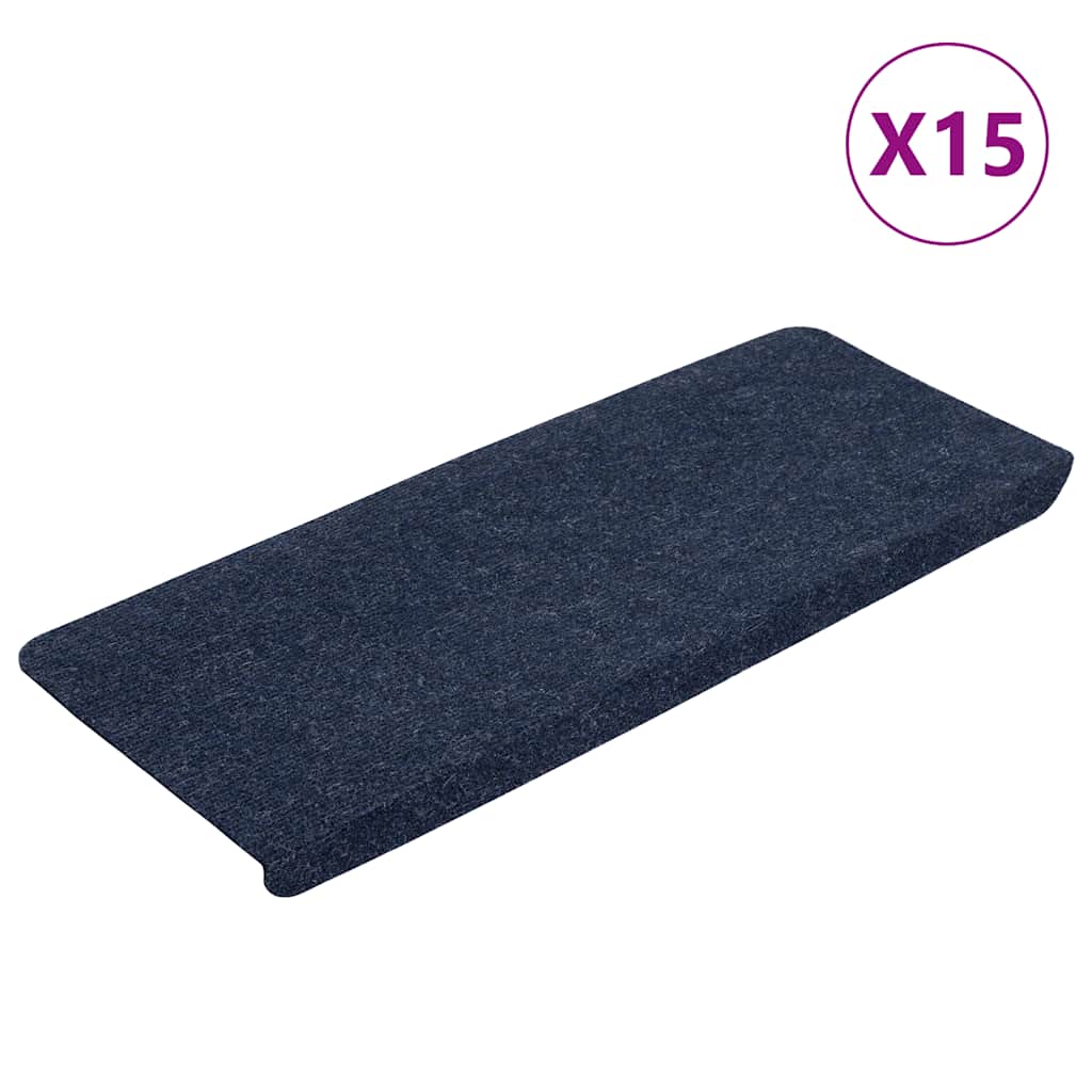 Selvklebende trappematter 15 stk 65x24,5x3,5 cm blå