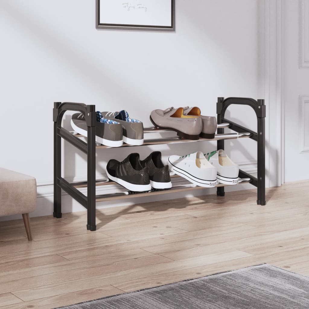 Uttrekkbart skostativ med 2 hyller 119x24x37 cm
