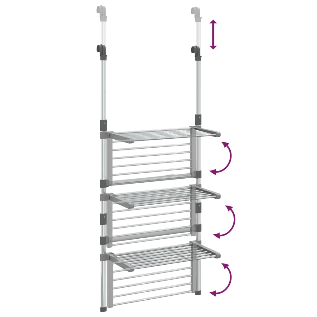 Hengende tørkestativ med 3 etasjer aluminium