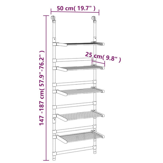 Hengende tørkestativ med 5 etasjer aluminium