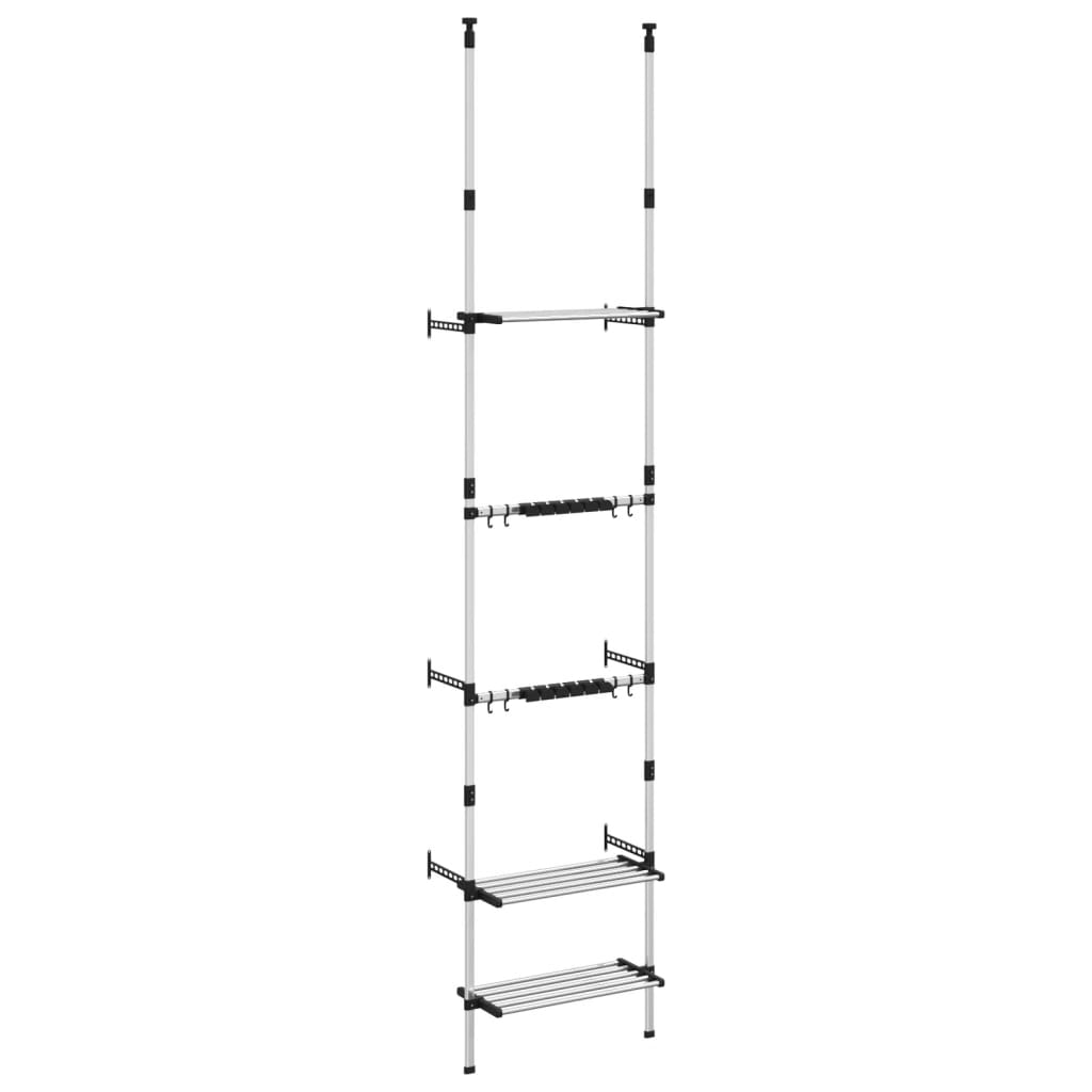 Teleskopisk hagestativ med 3 hyller sølv aluminium