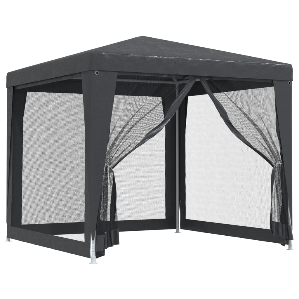 Festtelt med 4 sidevegger av netting antrasitt 2,5x2,5 m HDPE vidaXL