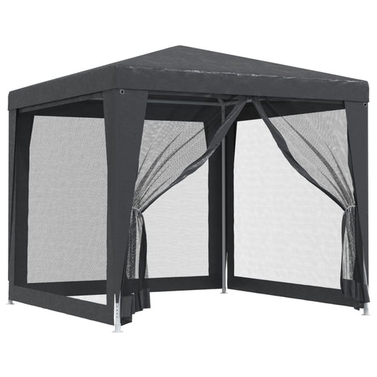 Festtelt med 4 sidevegger av netting antrasitt 2,5x2,5 m HDPE vidaXL
