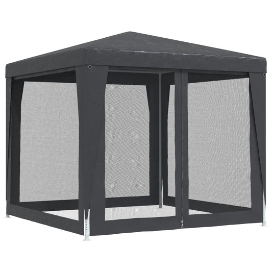Festtelt med 4 sidevegger av netting antrasitt 2,5x2,5 m HDPE vidaXL