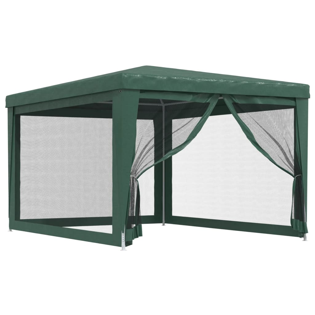 Festtelt med 4 sidevegger av netting grønn 3x4 m HDPE vidaXL
