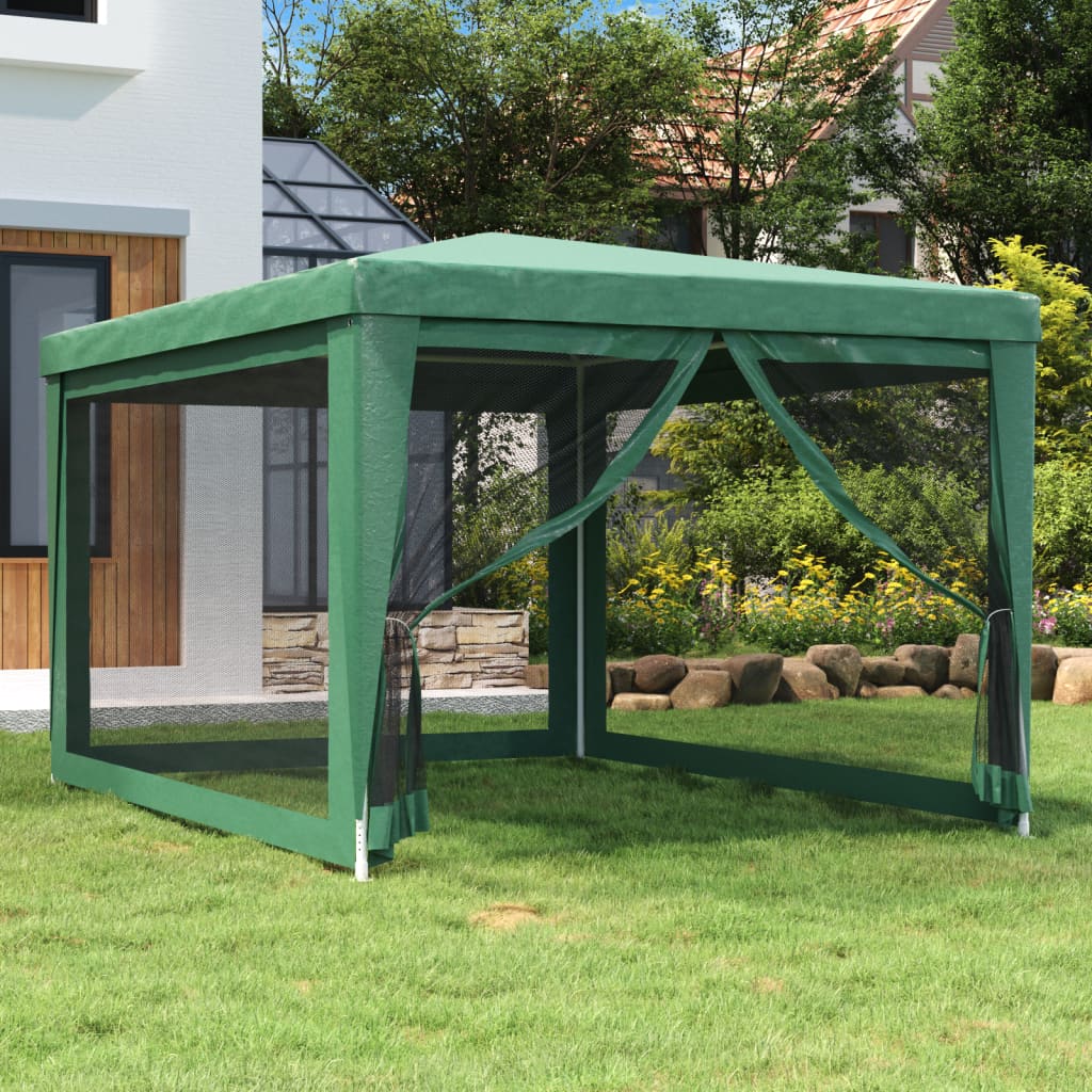 Festtelt med 4 sidevegger av netting grønn 3x4 m HDPE vidaXL