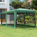 Festtelt med 6 sidevegger av netting grønn 3x6 m HDPE