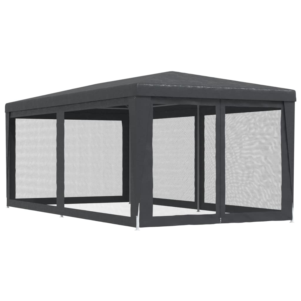 Festtelt med 6 sidevegger av netting antrasitt 3x6 m HDPE