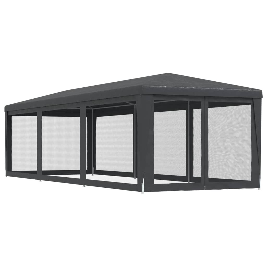 Festtelt med 8 sidevegger av netting antrasitt 3x9 m HDPE vidaXL