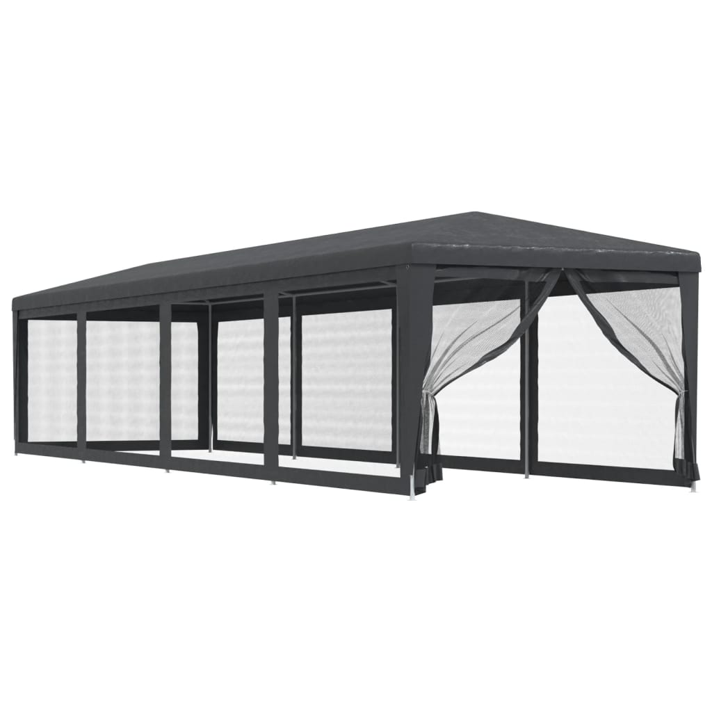 Festtelt med 10 sidevegger av netting antrasitt 3x12 m HDPE vidaXL