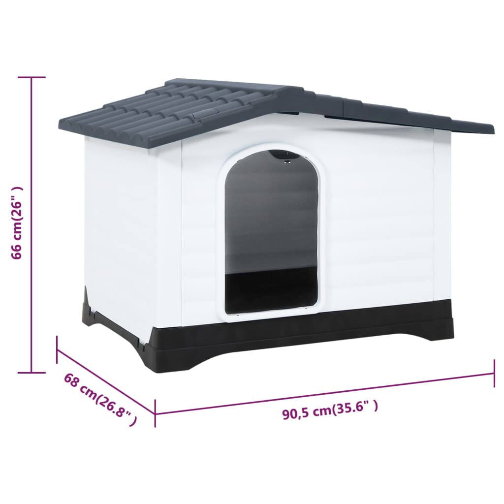 Hundehus grått 90,5x68x66 cm polypropylen