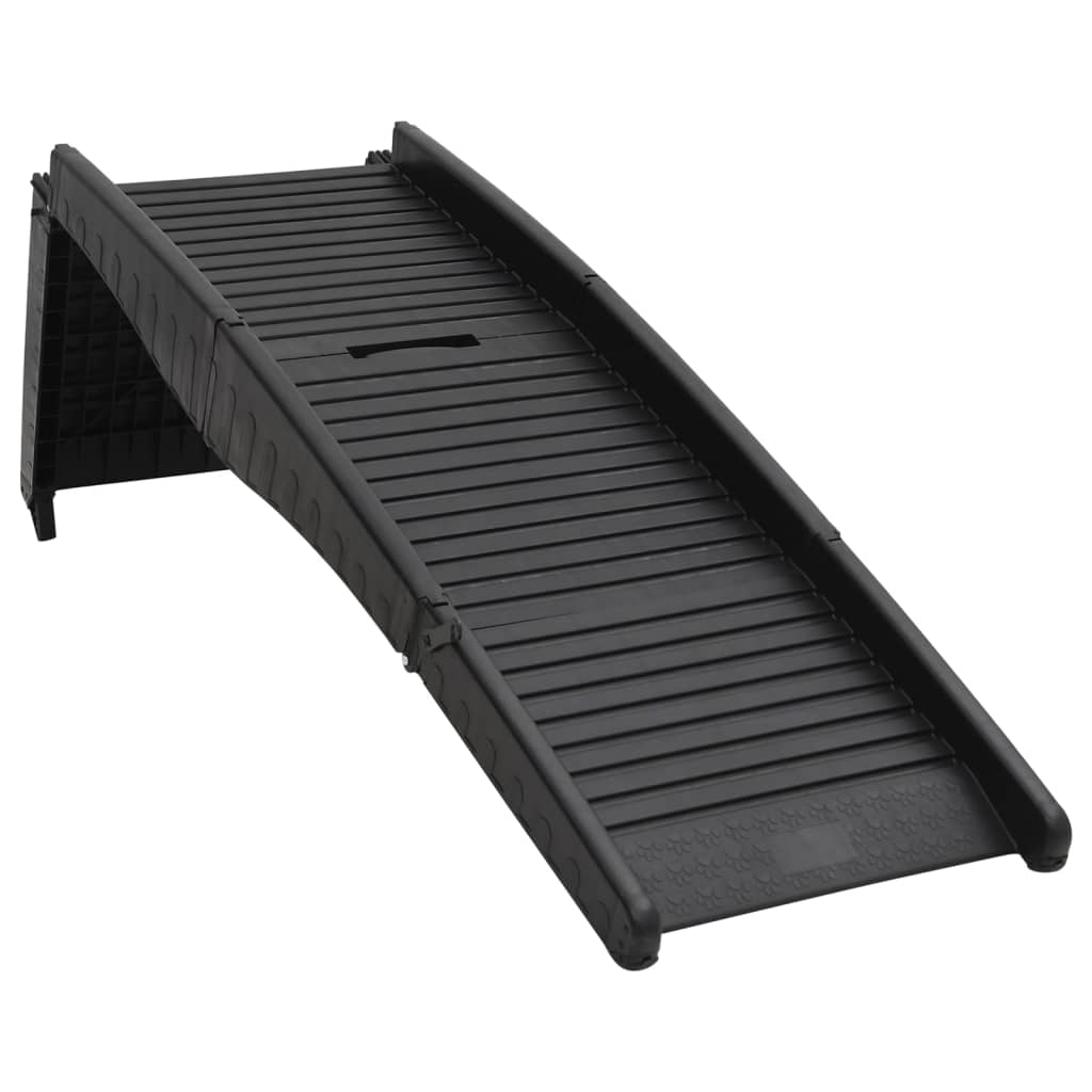 Sammenleggbar hunderampe svart 153x40x12,5 cm plast