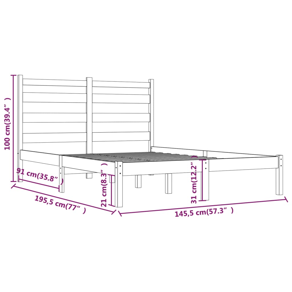Sengeramme heltre furu 140x190 cm