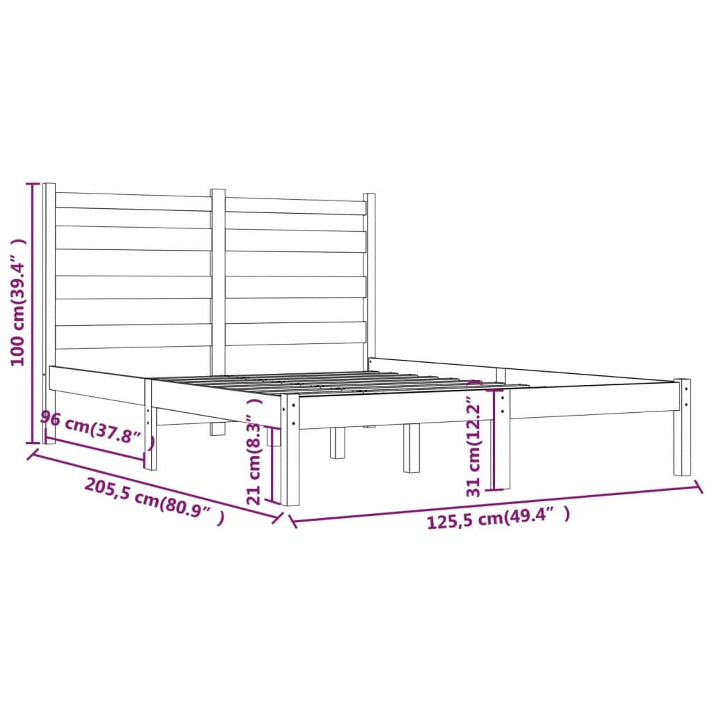 Sengeramme heltre furu 120x200 cm