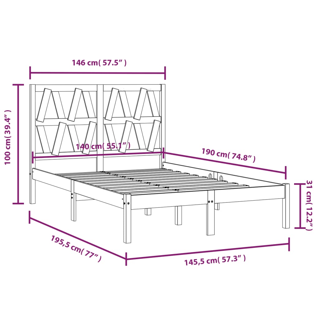 Sengeramme heltre furu 140x190 cm