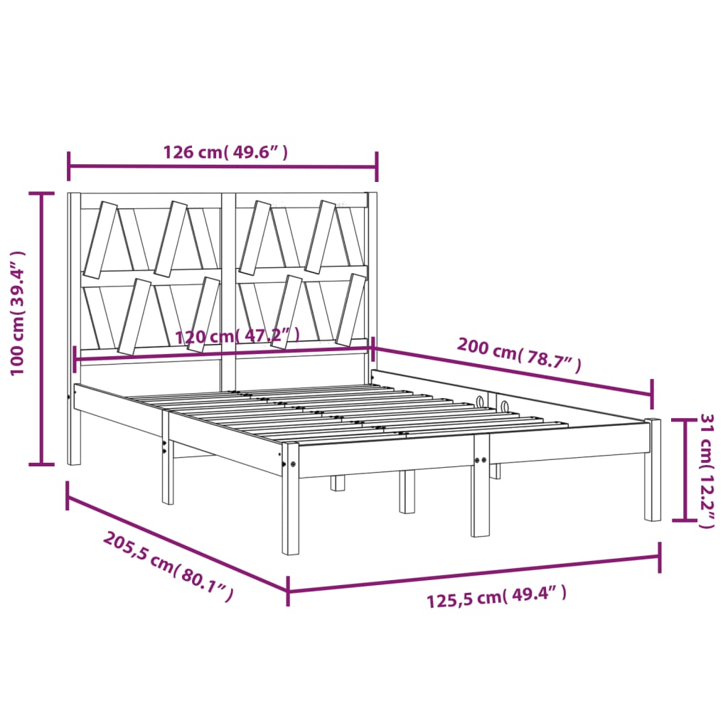 Sengeramme heltre furu 120x200 cm