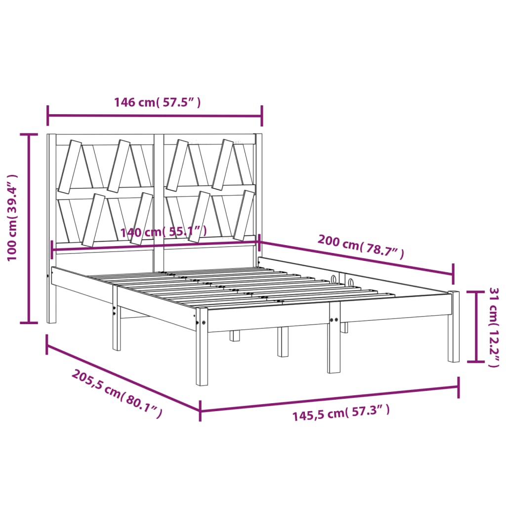 Sengeramme heltre furu 140x200 cm