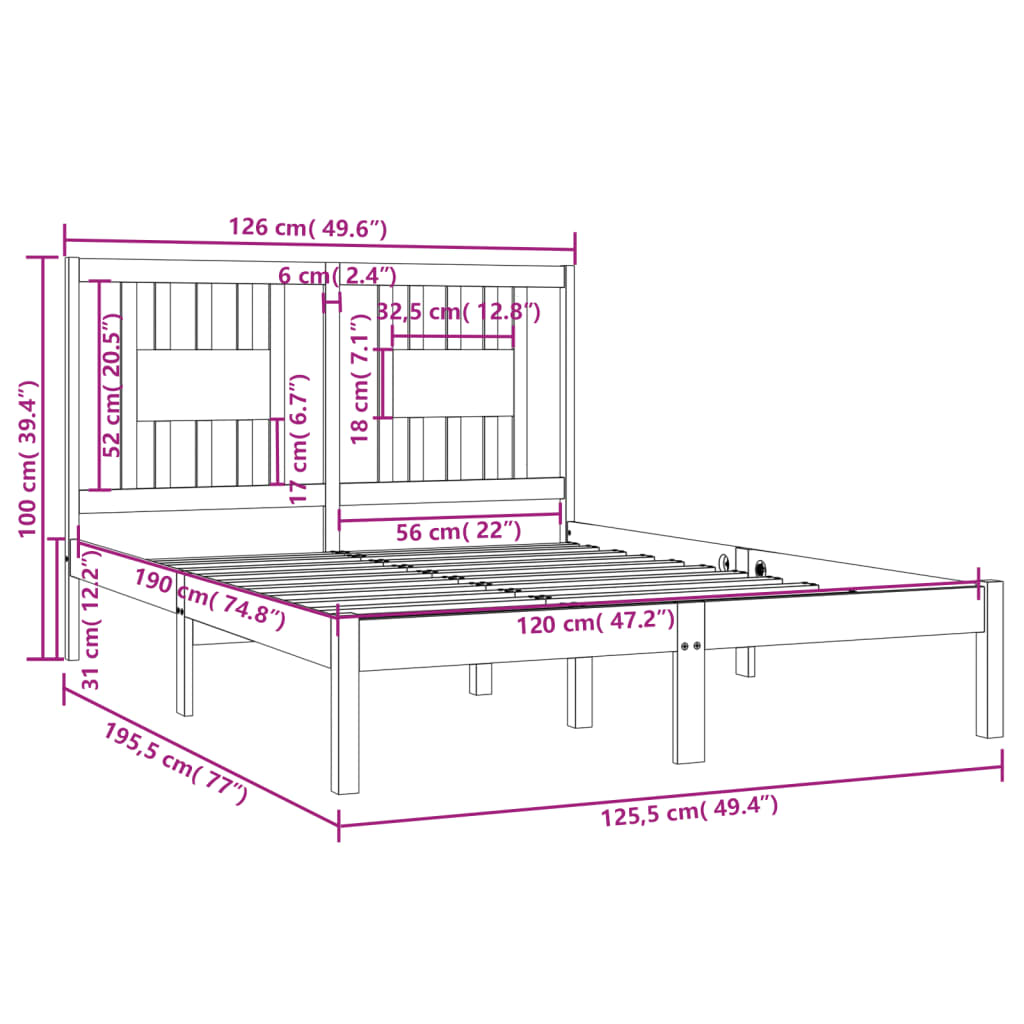 Sengeramme heltre 120x190 cm Small Double