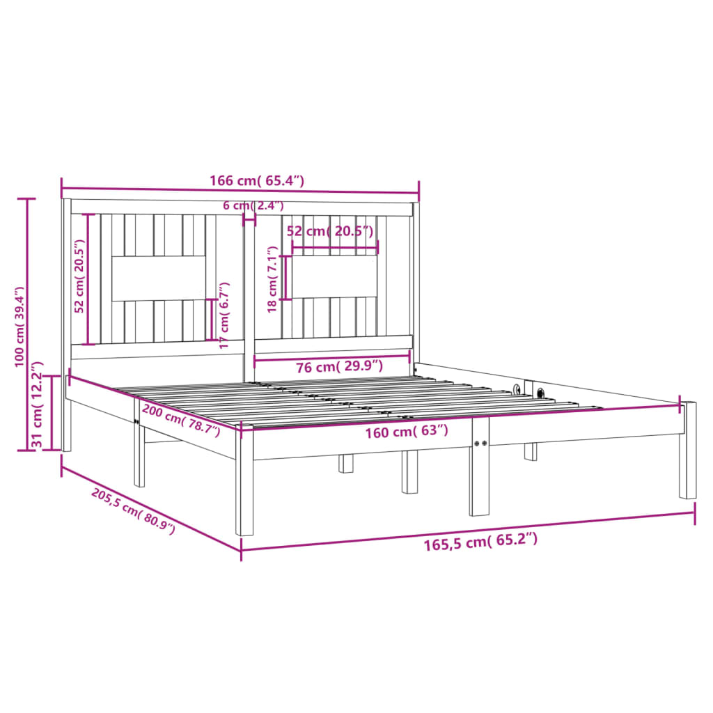 Sengeramme heltre furu 160x200 cm