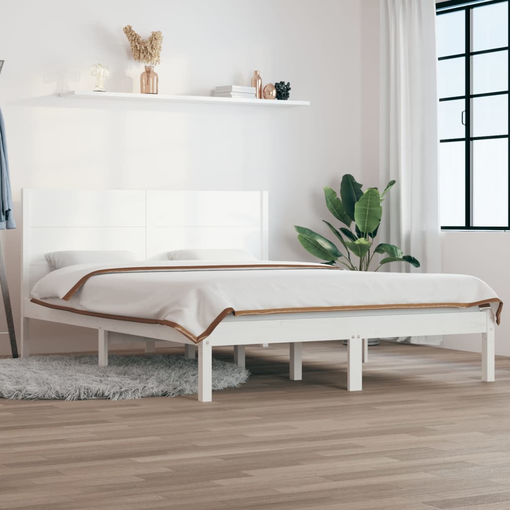 Sengeramme uten madrass hvit 140x190 cm heltre furu