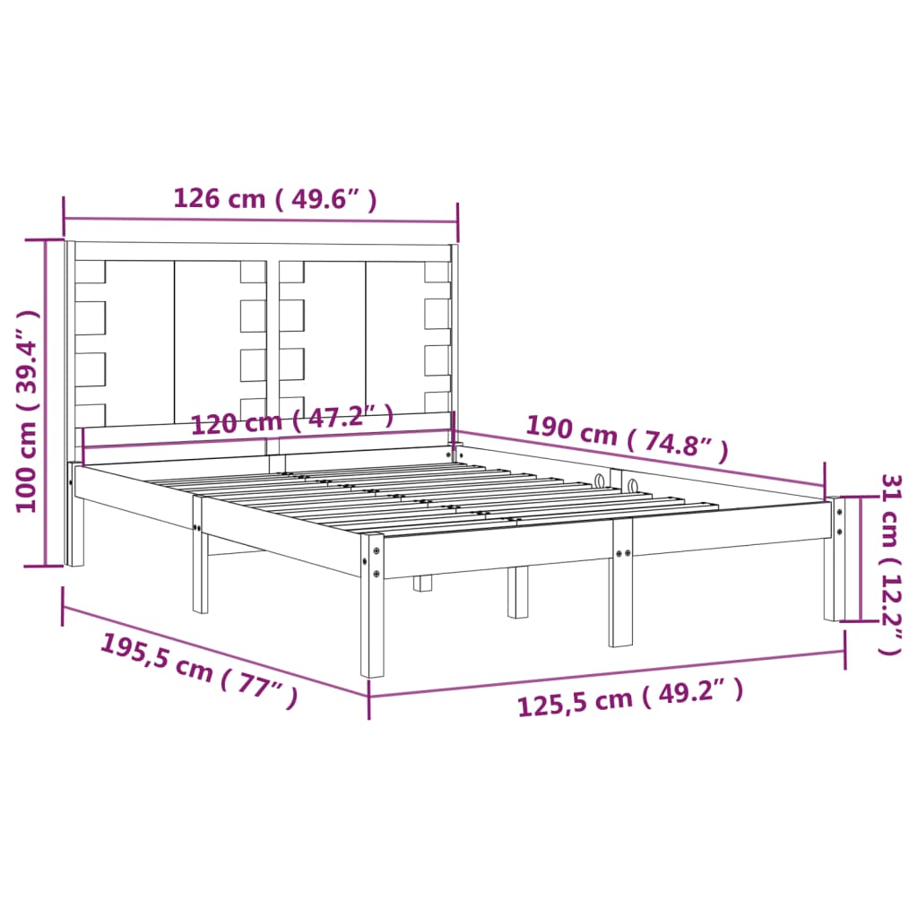 Sengeramme hvit heltre 120x190 cm Small Double