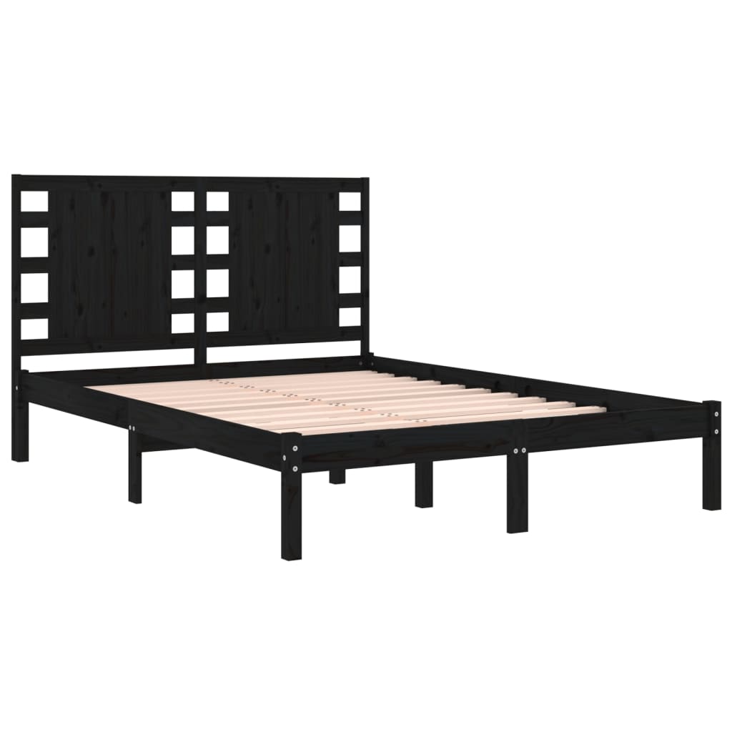 Sengeramme svart heltre furu 200x200 cm