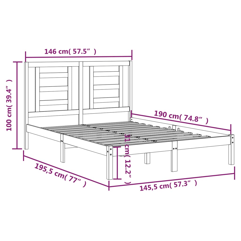 Sengeramme uten madrass 140x190 cm heltre furu