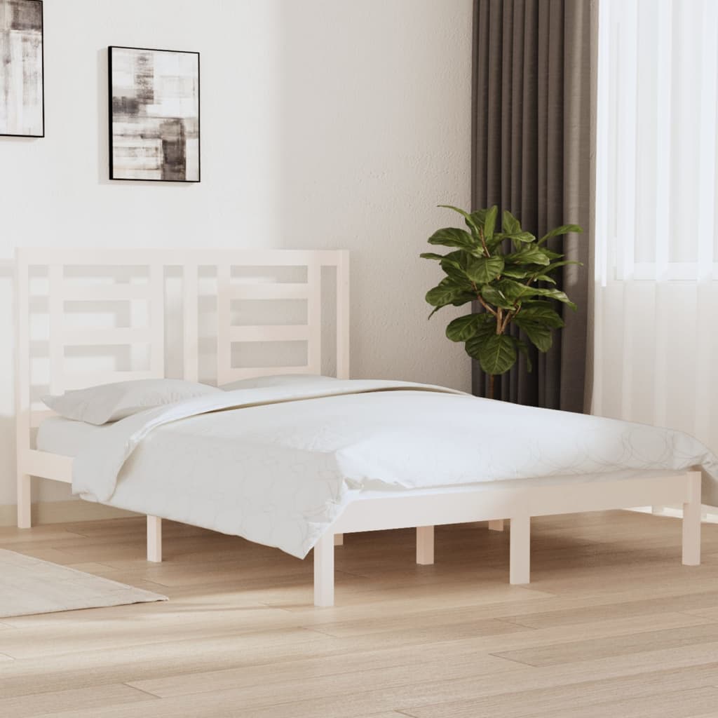 Sengeramme uten madrass hvit 140x190 cm heltre furu