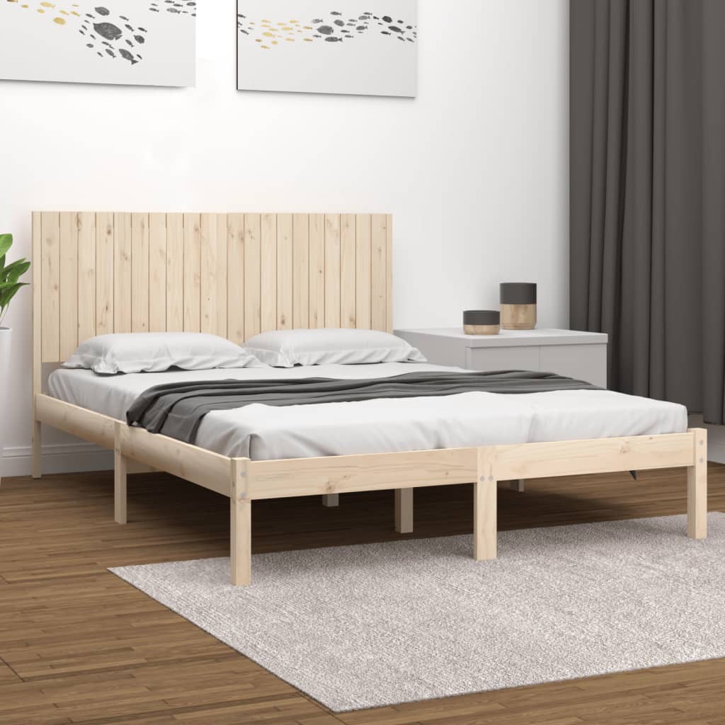 Sengeramme med madrass 200x200 cm heltre furu