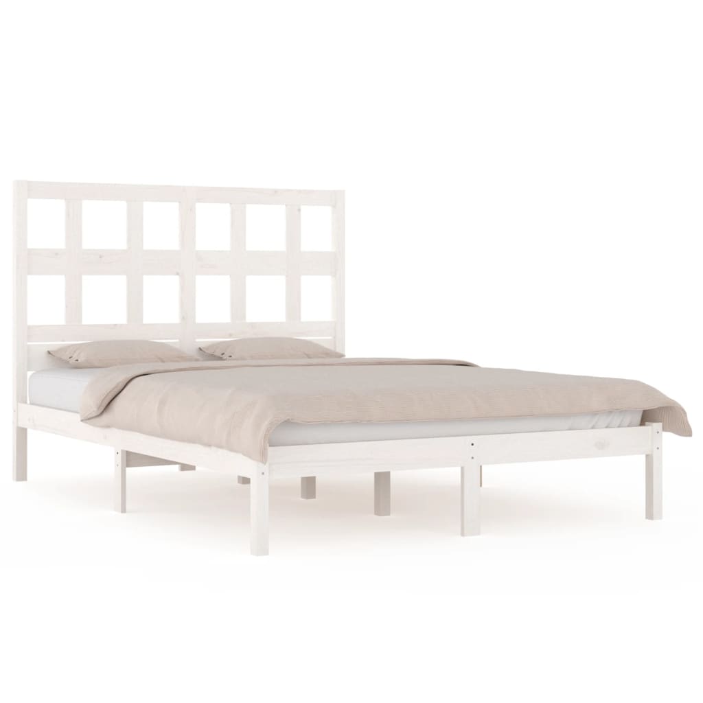 Sengeramme uten madrass hvit 140x190 cm heltre furu