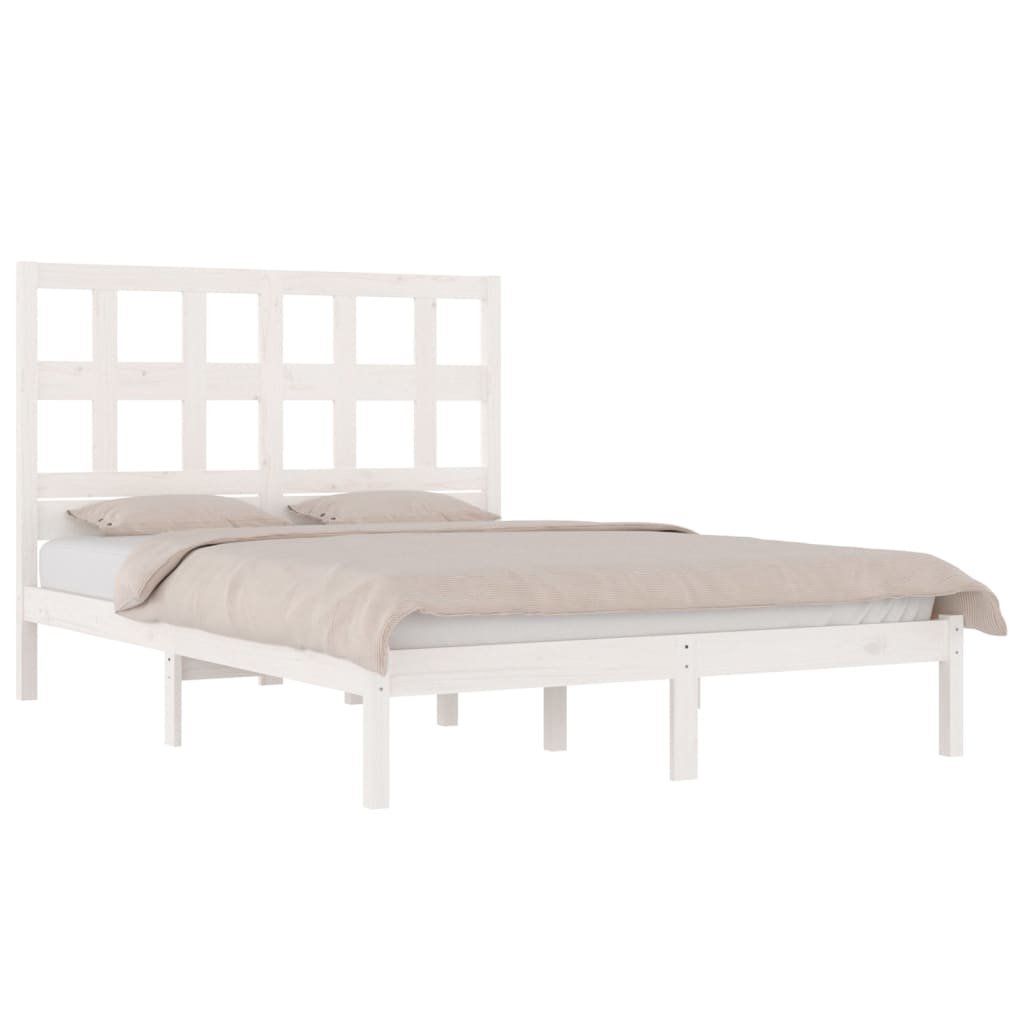 Sengeramme uten madrass hvit 140x190 cm heltre furu