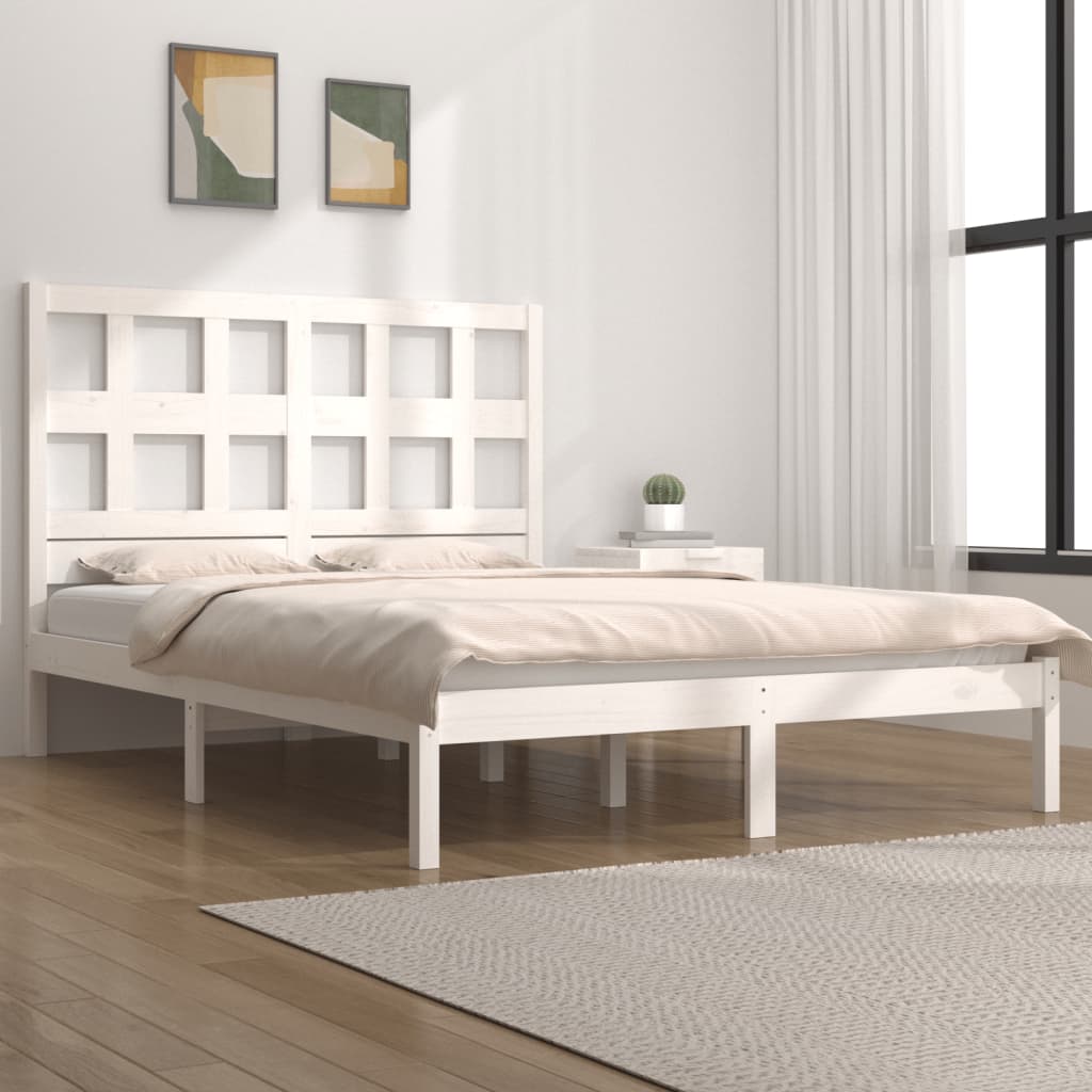 Sengeramme uten madrass hvit 140x190 cm heltre furu