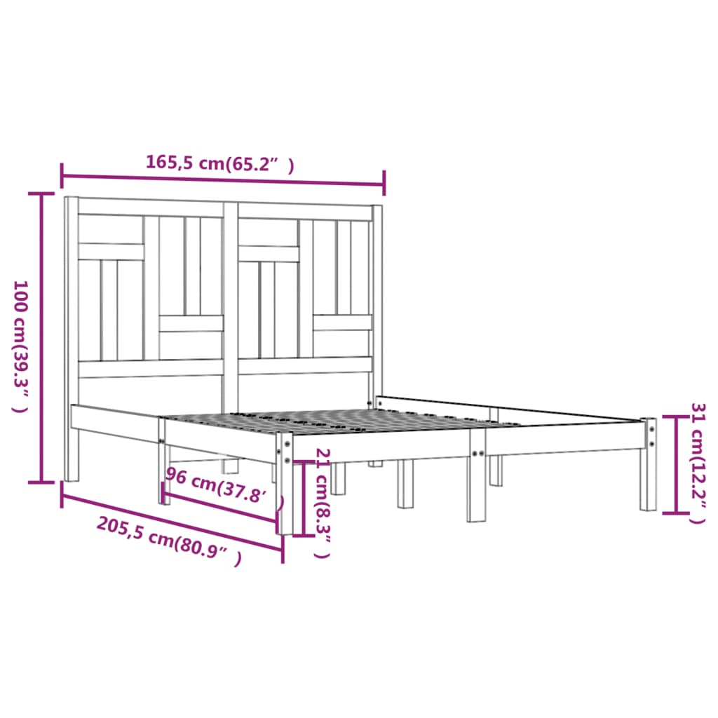 Sengeramme uten madrass 160x200 cm heltre furu