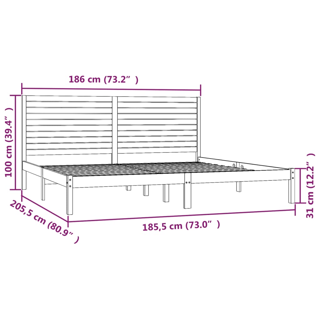 Sengeramme hvit heltre 180x200 cm Super King