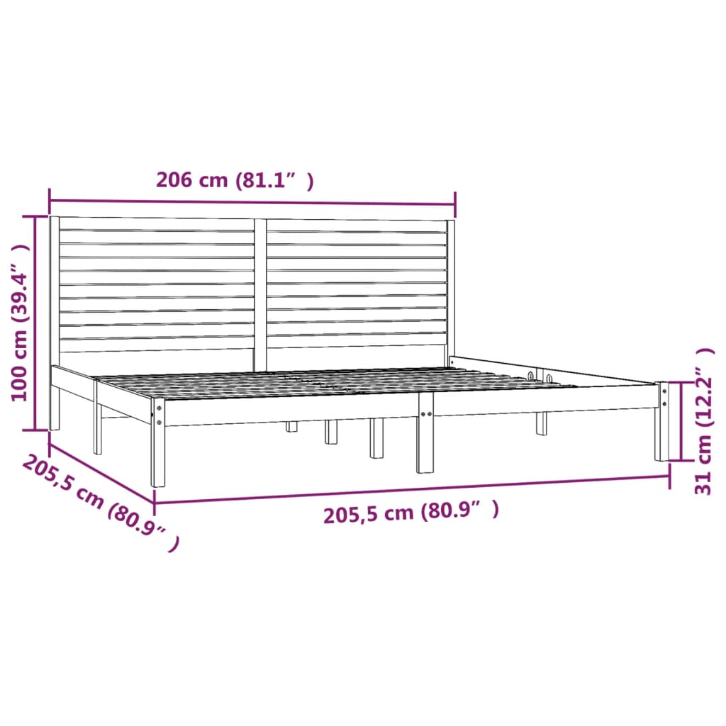 Sengeramme hvit heltre200x200 cm