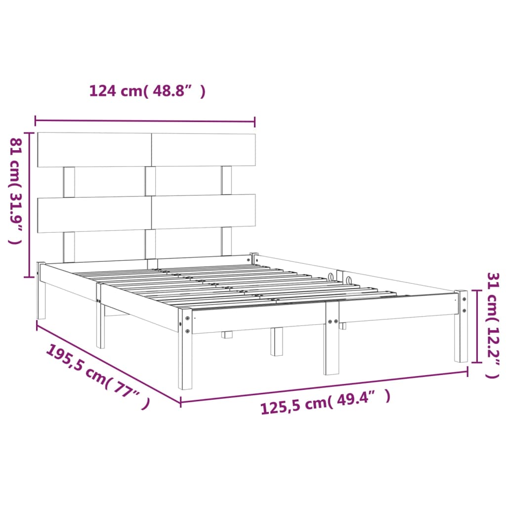 Sengeramme hvit heltre 120x190 cm Small Double