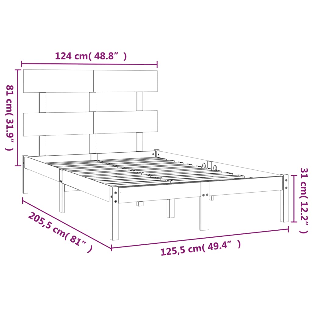 Sengeramme hvit heltre 120x200 cm