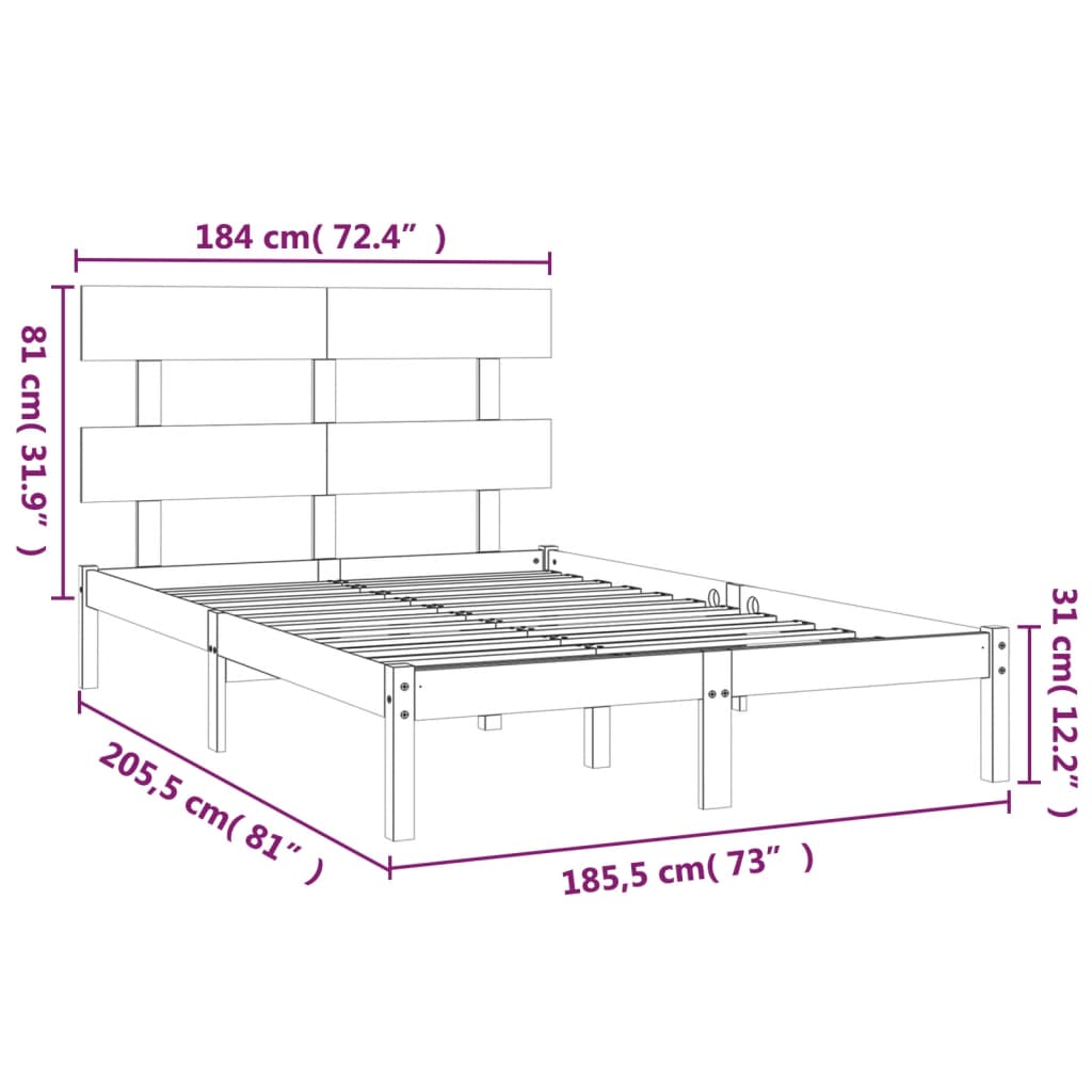 Sengeramme hvit heltre 180x200 cm Super King