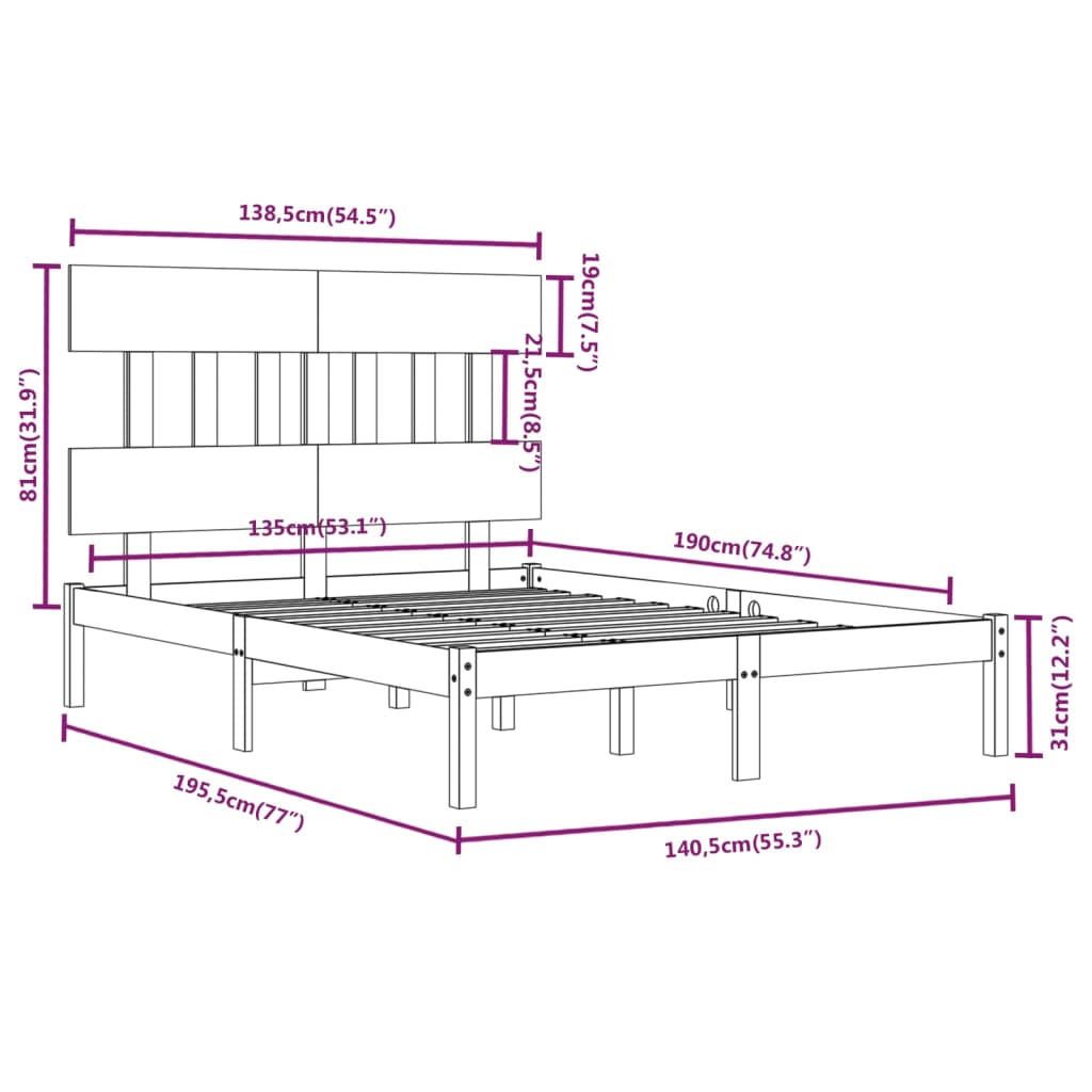 Sengeramme heltre 135x190 cm Double