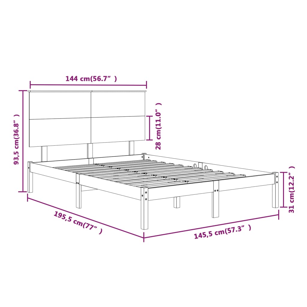 Sengeramme uten madrass 140x190 cm heltre furu