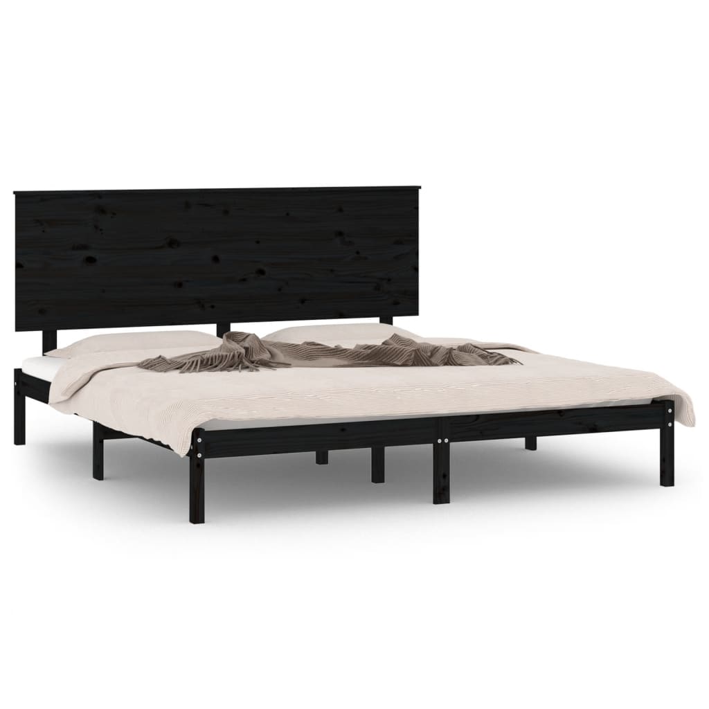 Sengeramme svart heltre furu 200x200 cm