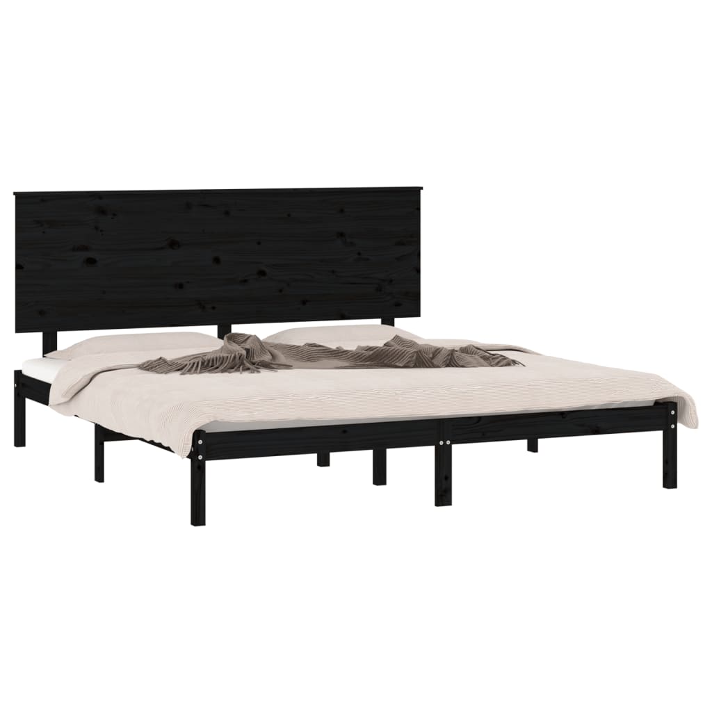 Sengeramme svart heltre furu 200x200 cm