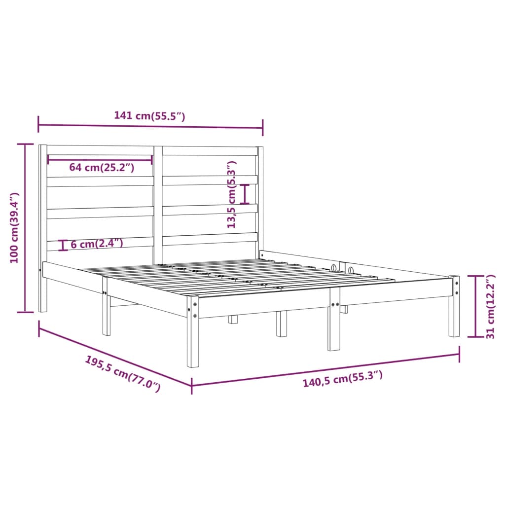 Sengeramme heltre 135x190 cm Double