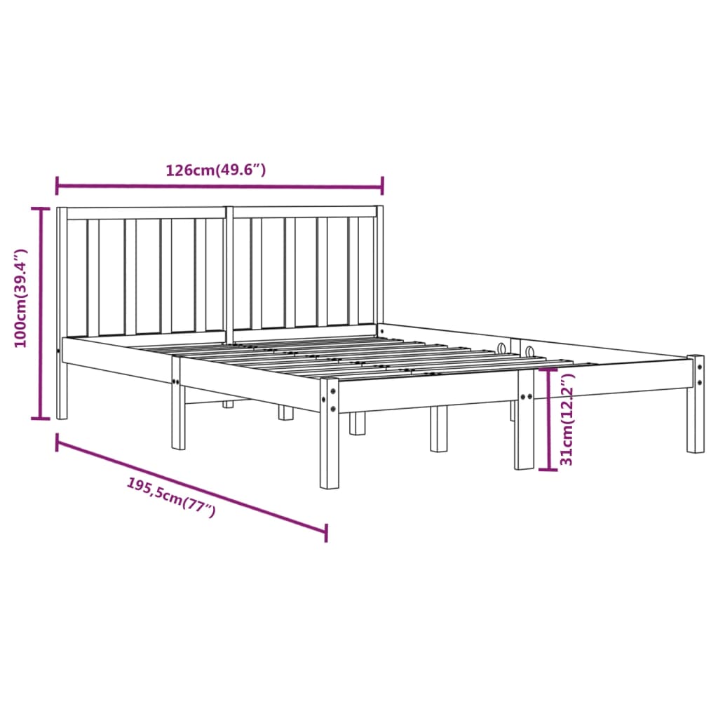 Sengeramme heltre furu 120x190 cm Small Double